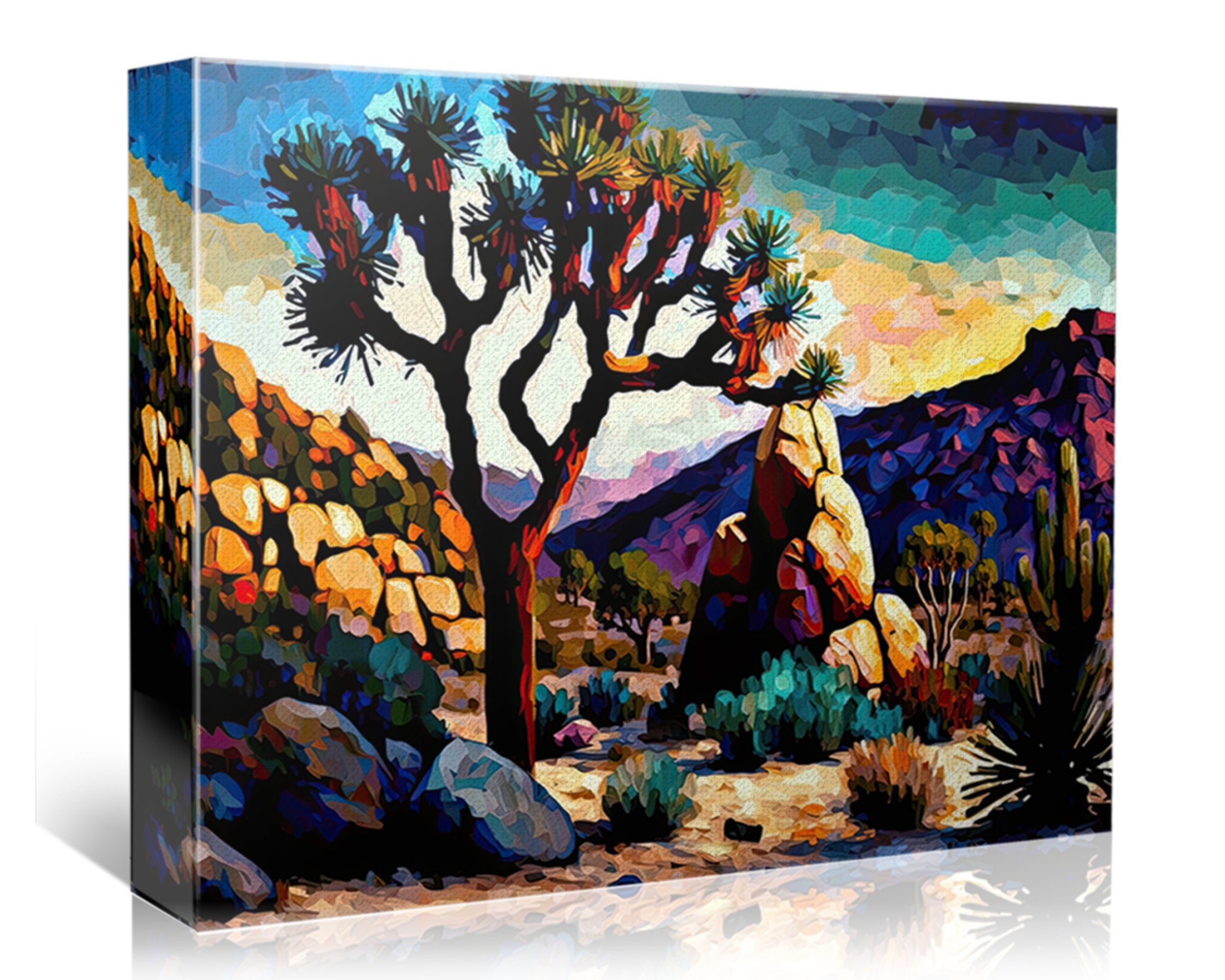 Desert Landscape Canvas - Southwestern Scenery Print | Joshua Tree Artwork, Gallery Ready
