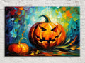 Halloween Pumpkin Wall Art – Large Jack O Lantern Canvas | Festive Pumpkin Art