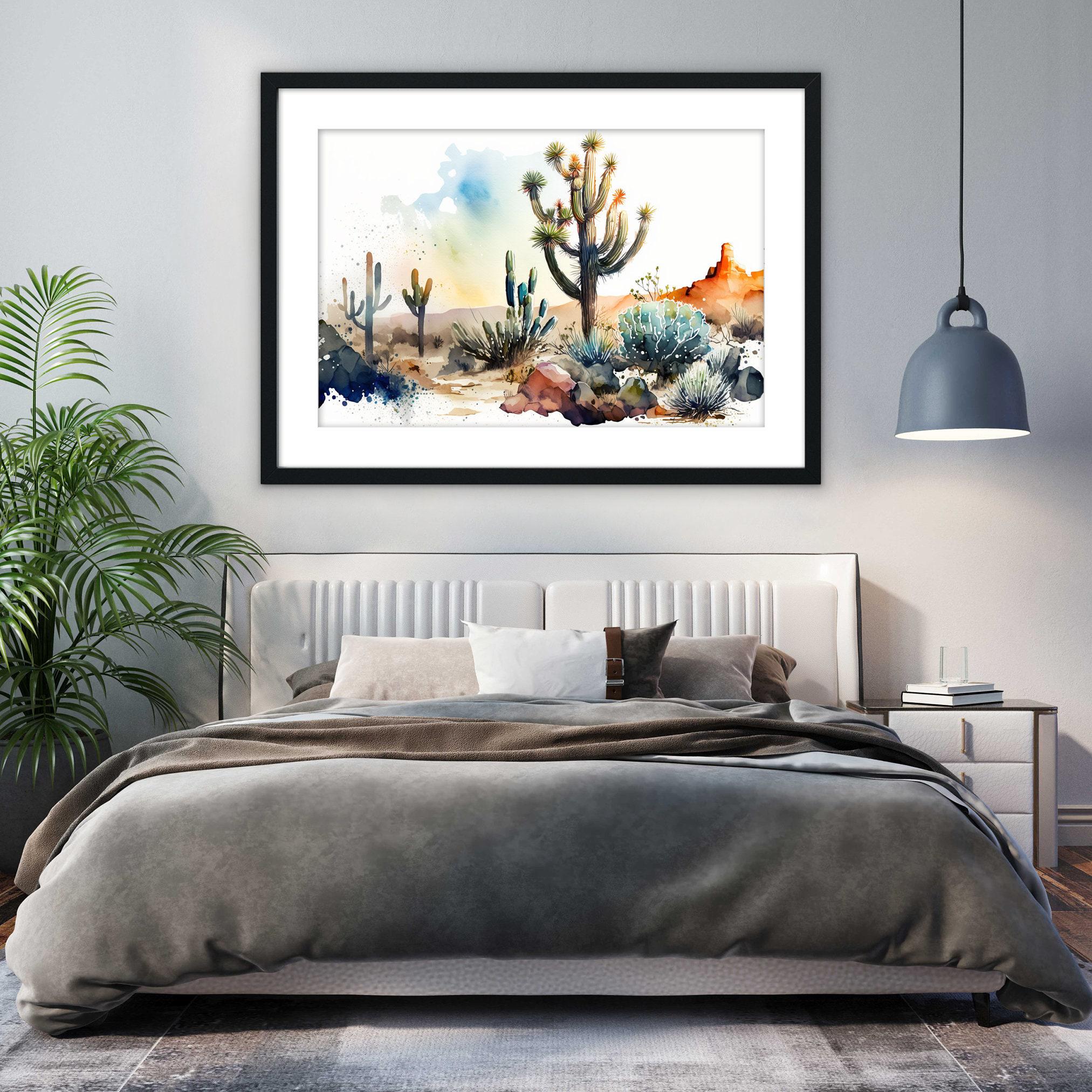 Serenity in the Sands: Watercolor Desert Painting, Giclee Print on Canvas, Artist Paper, Watercolor Paper, Available in Extra Large Sizes