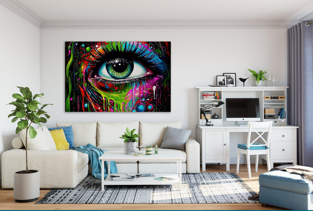 Psychedelic Eye Canvas – Trippy Eye Painting on Vibrant Gallery Ready Canvas Print