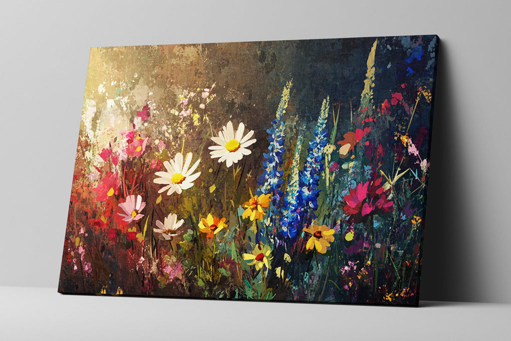 a painting of a field of wild flowers