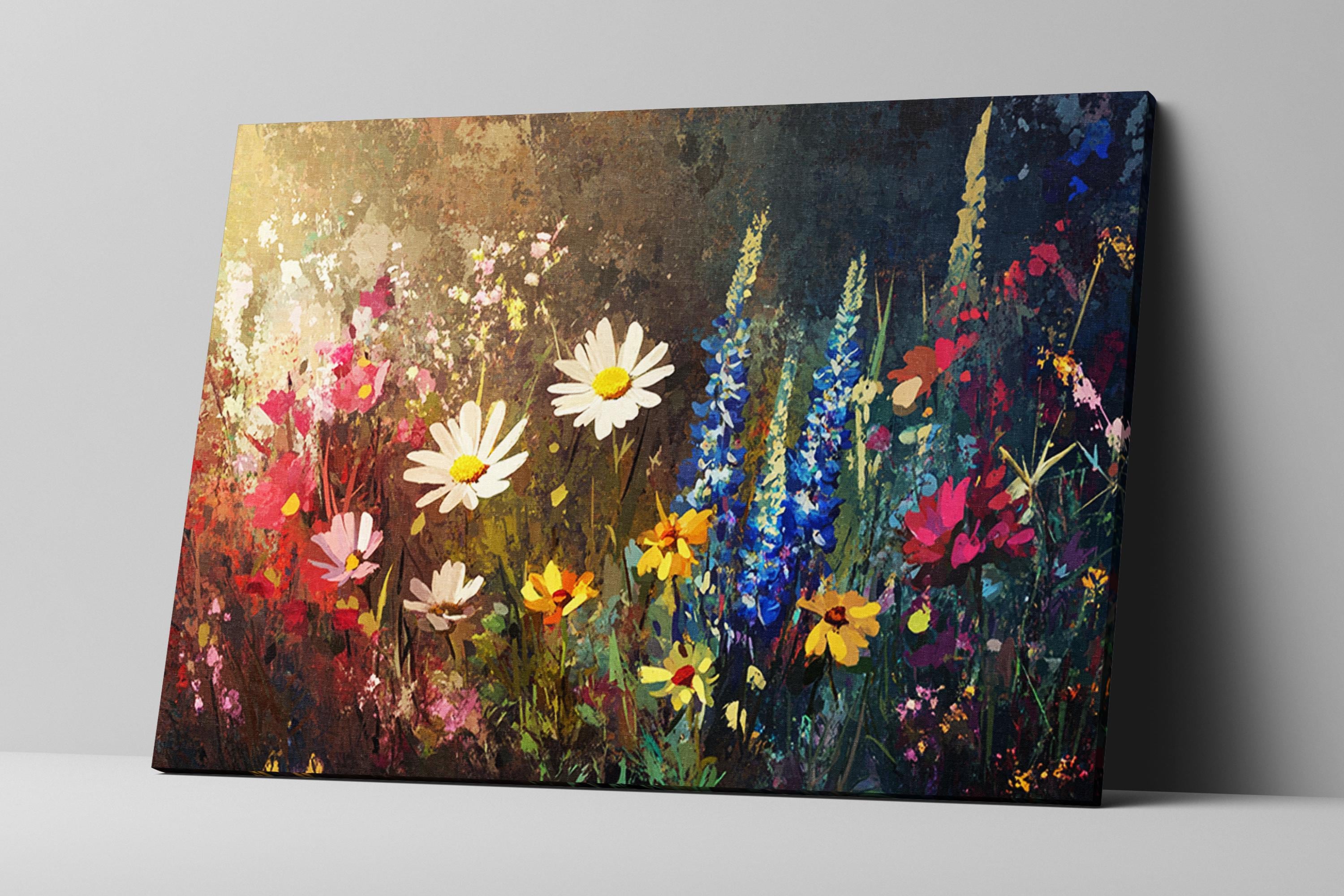 a painting of a field of wild flowers