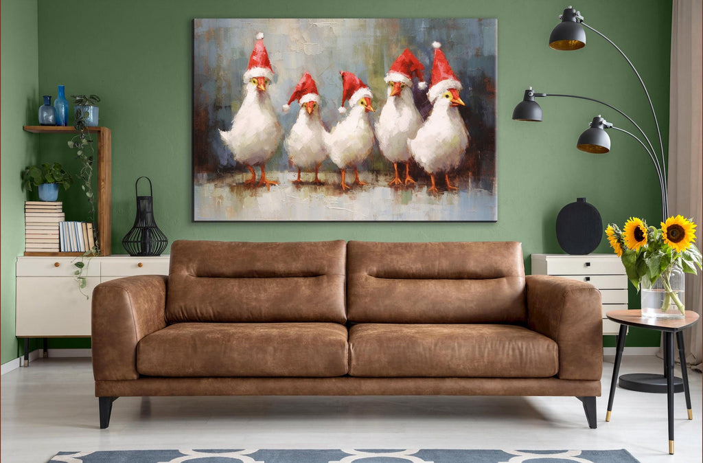 Holiday Chicken Canvas – Festive Farm Decor | Extra Large Gallery Wrapped Print