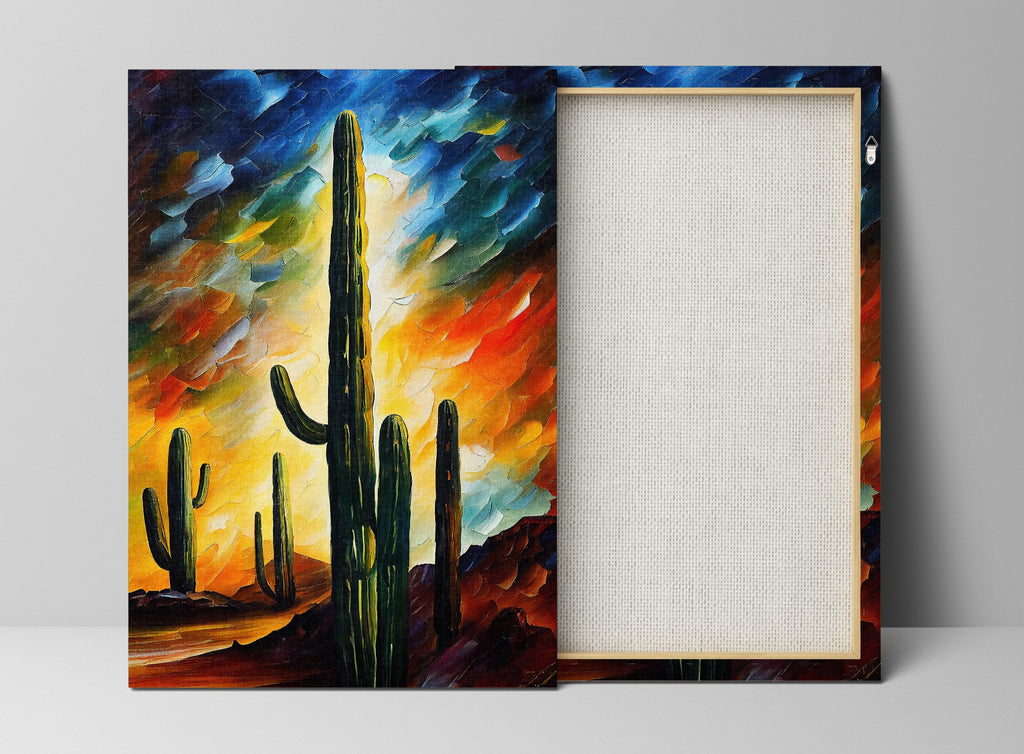 Cactus Canvas Art - Southwest Landscape Print | Gallery Ready UV Coated Canvas