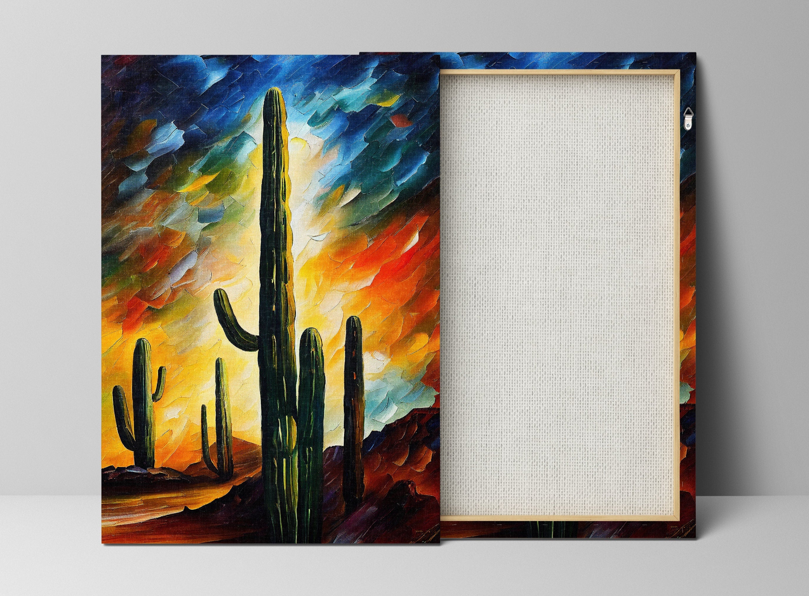 Cactus Canvas Art - Southwest Landscape Print | Gallery Ready UV Coated Canvas