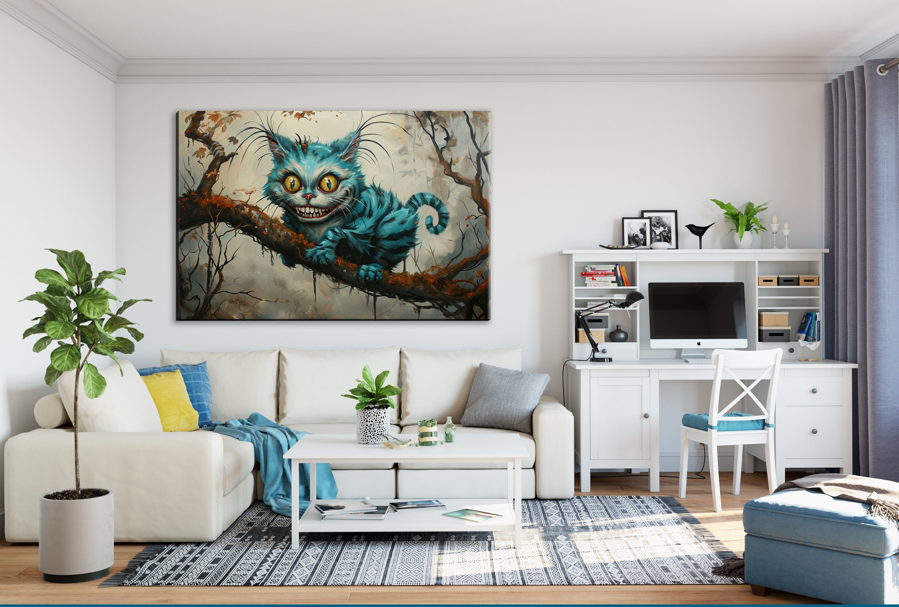 Cheshire Cat Wall Art - Gallery Wrapped Canvas Print with Scratch Resistant Coating