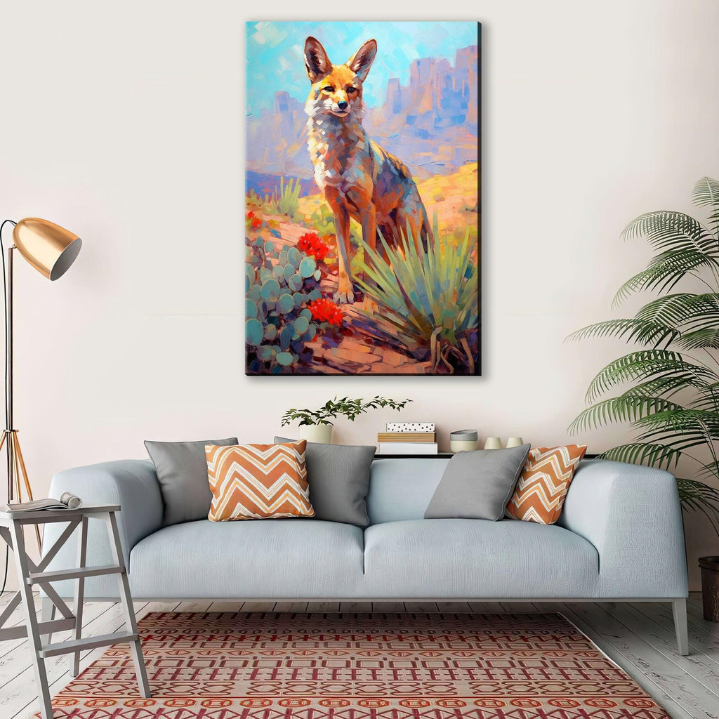 Desert Fox Canvas – Large Southwest Wildlife Art | Rustic Nature-Inspired Wall Decor