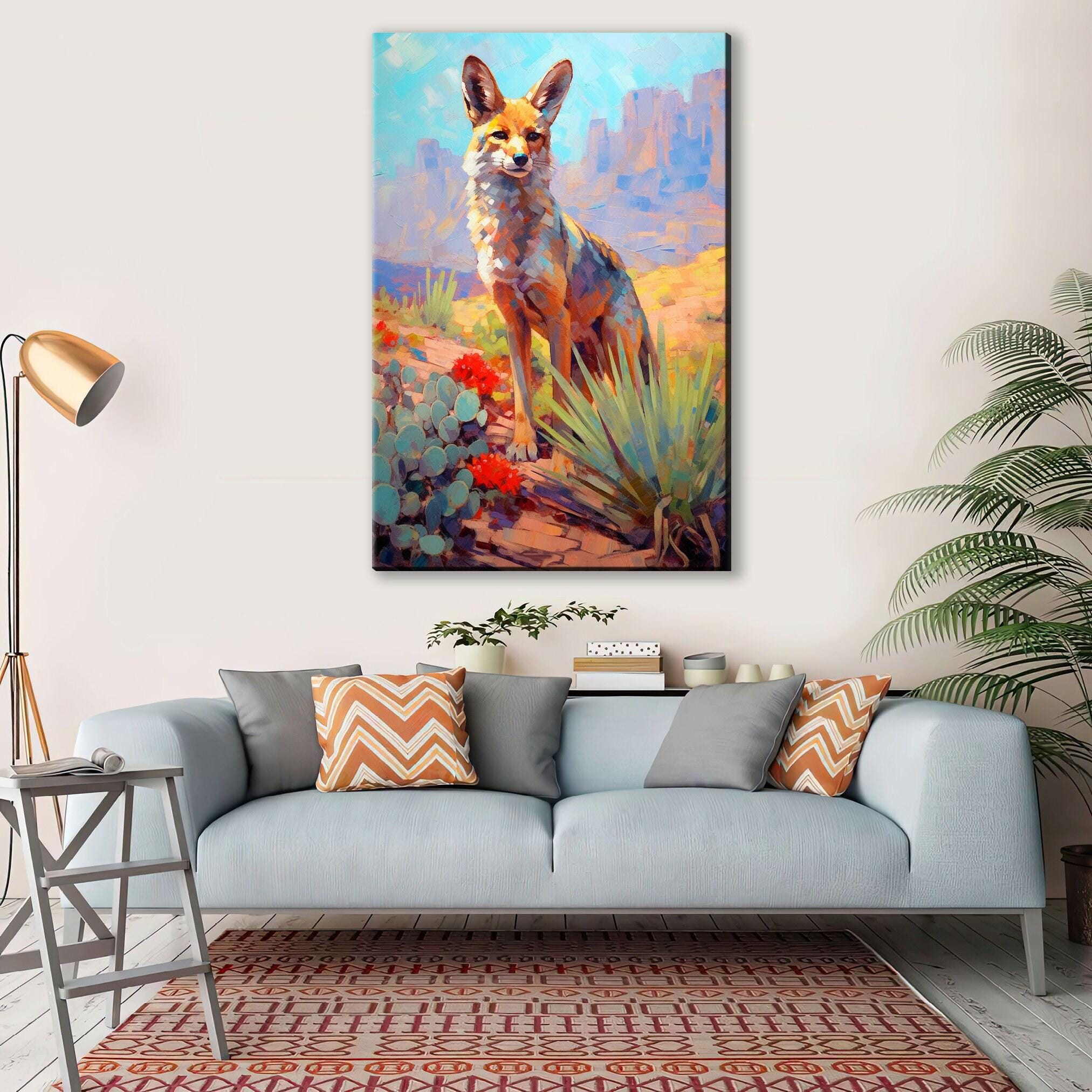 Desert Fox Canvas – Large Southwest Wildlife Art | Rustic Nature-Inspired Wall Decor
