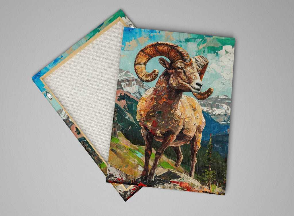 Bighorn Sheep Art – Extra Large Gallery Wrapped Canvas | Rugged Mountain Wildlife Wall Decor