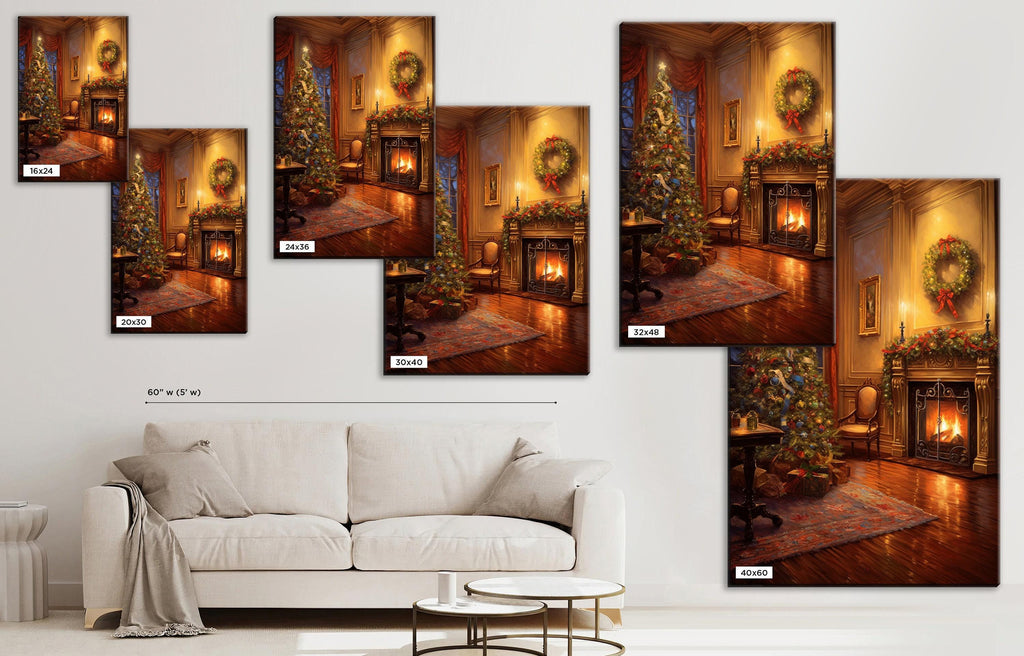 Christmas Canvas Art – Vintage Christmas Print on Gallery Wrapped Canvas, Extra Large Sizes
