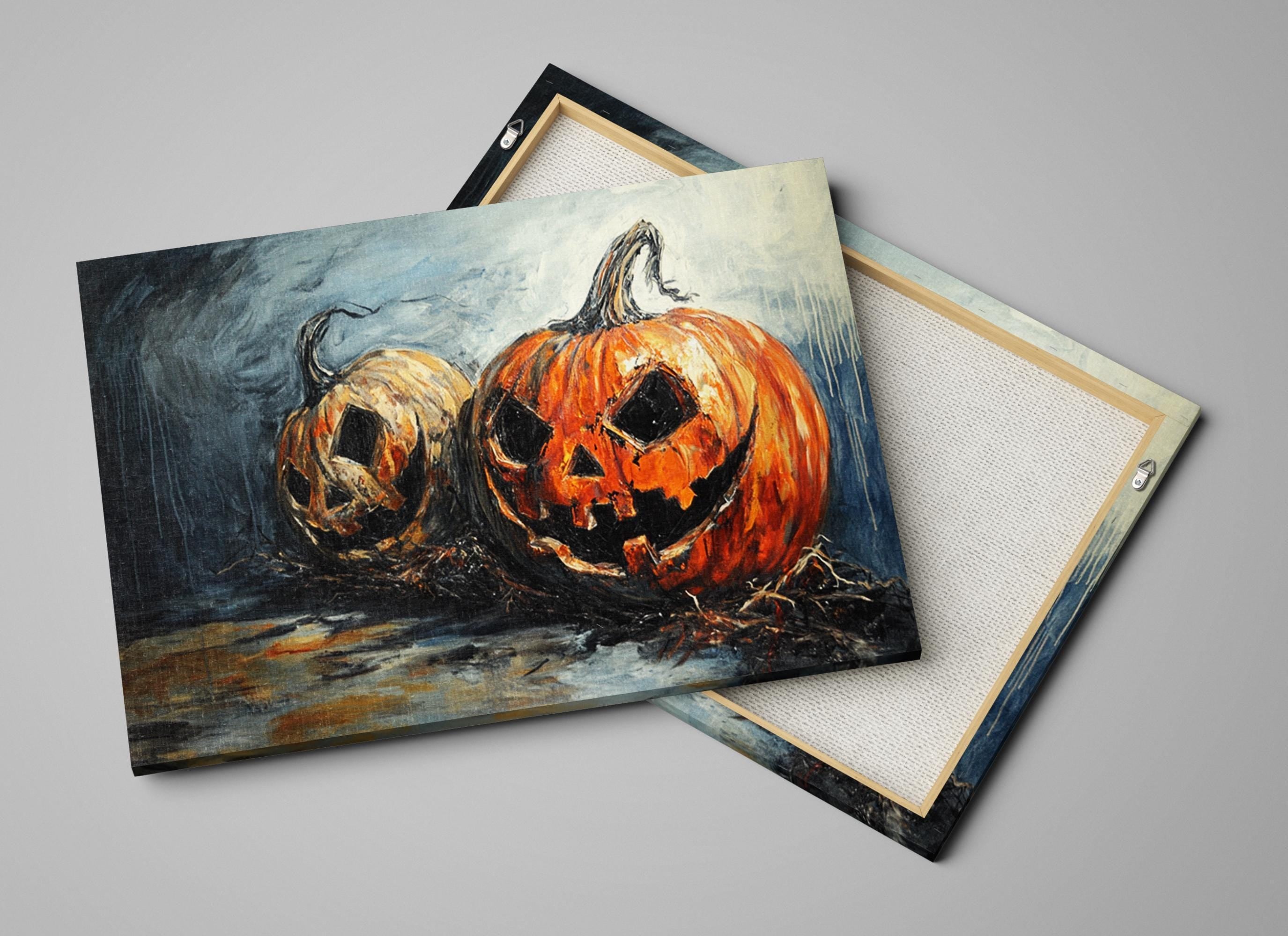 Jack O Lantern Pumpkins - Extra Large Halloween Wall Art | Gallery Wrapped Canvas