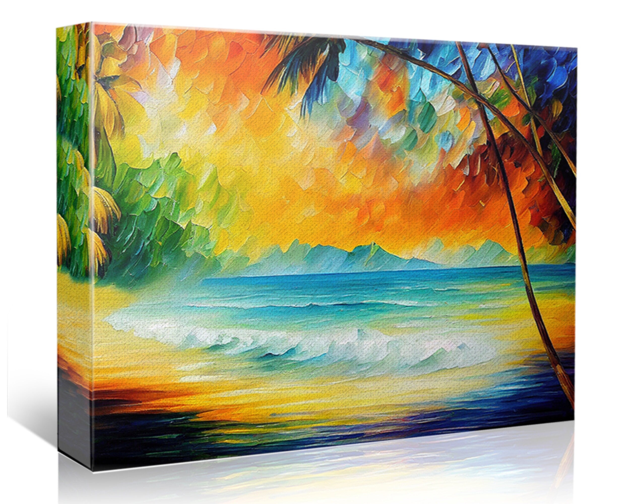 Beach Canvas Art - Vibrant Tropical Wall Canvas With Wooden Frame | Gallery Ready
