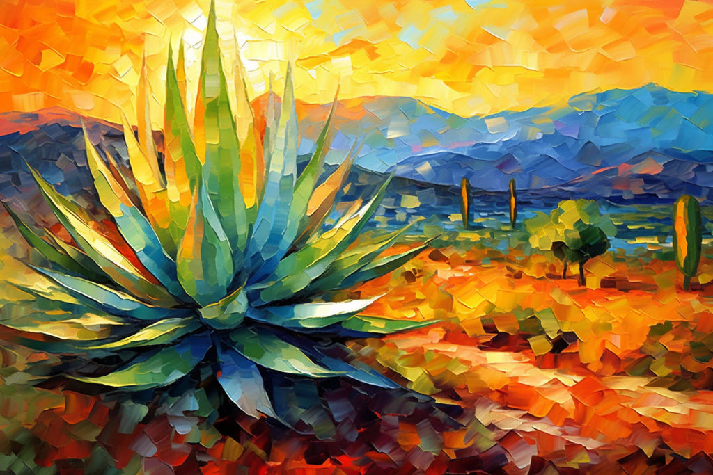 Desert Agave Print - Colorful Southwestern Landscape on Gallery Wrapped Canvas, Extra Large