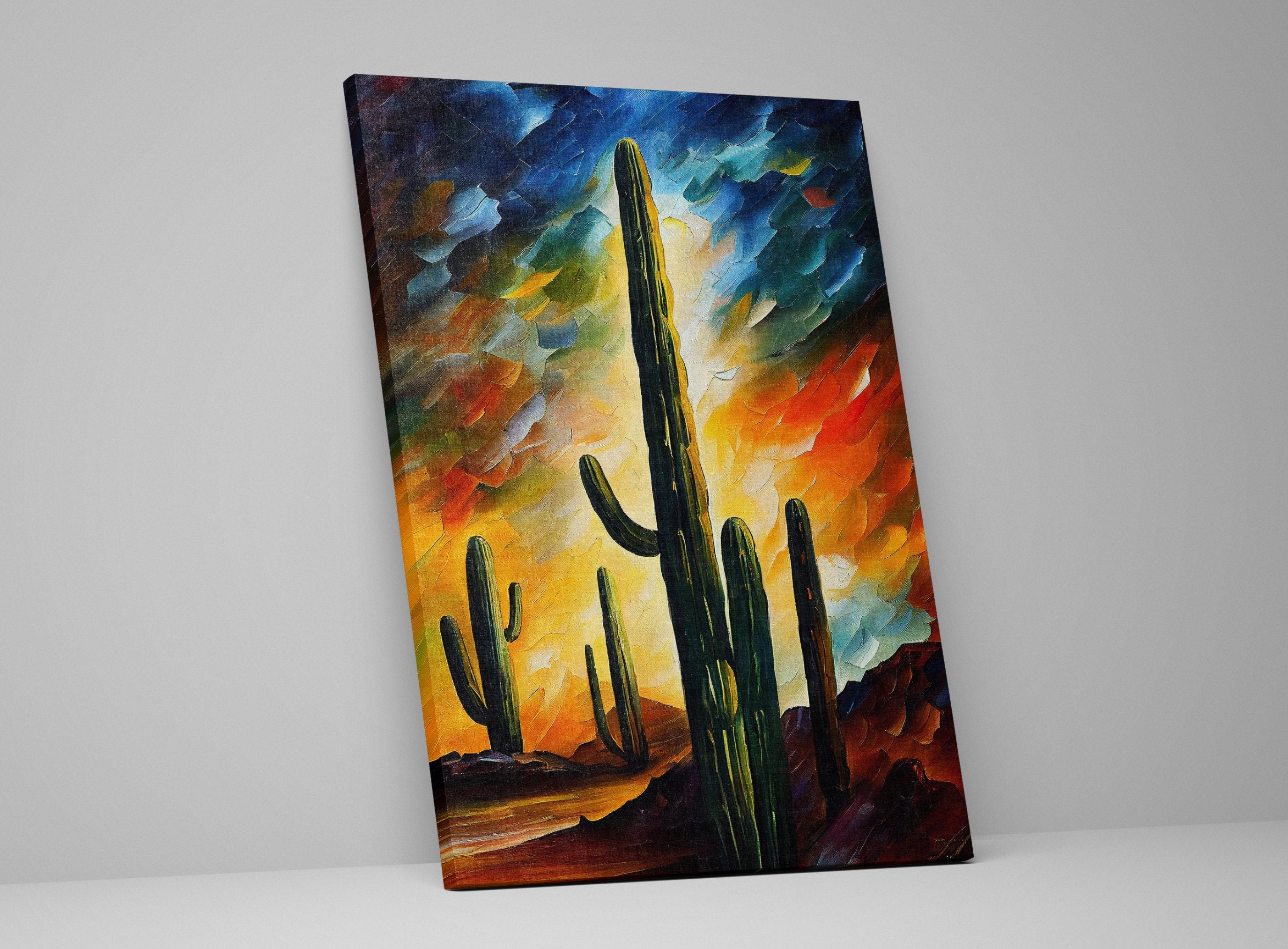 Cactus Canvas Art - Southwest Landscape Print | Gallery Ready UV Coated Canvas