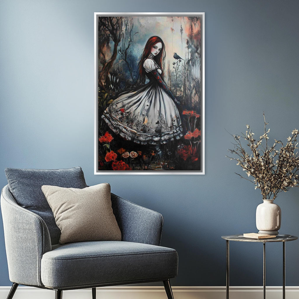 Gothic Alice Wall Art – Extra Large Framed Canvas Print, Ready to Hang