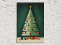 Christmas Tree Canvas Art - Retro Holiday Decor | Large Gallery Wrapped Print