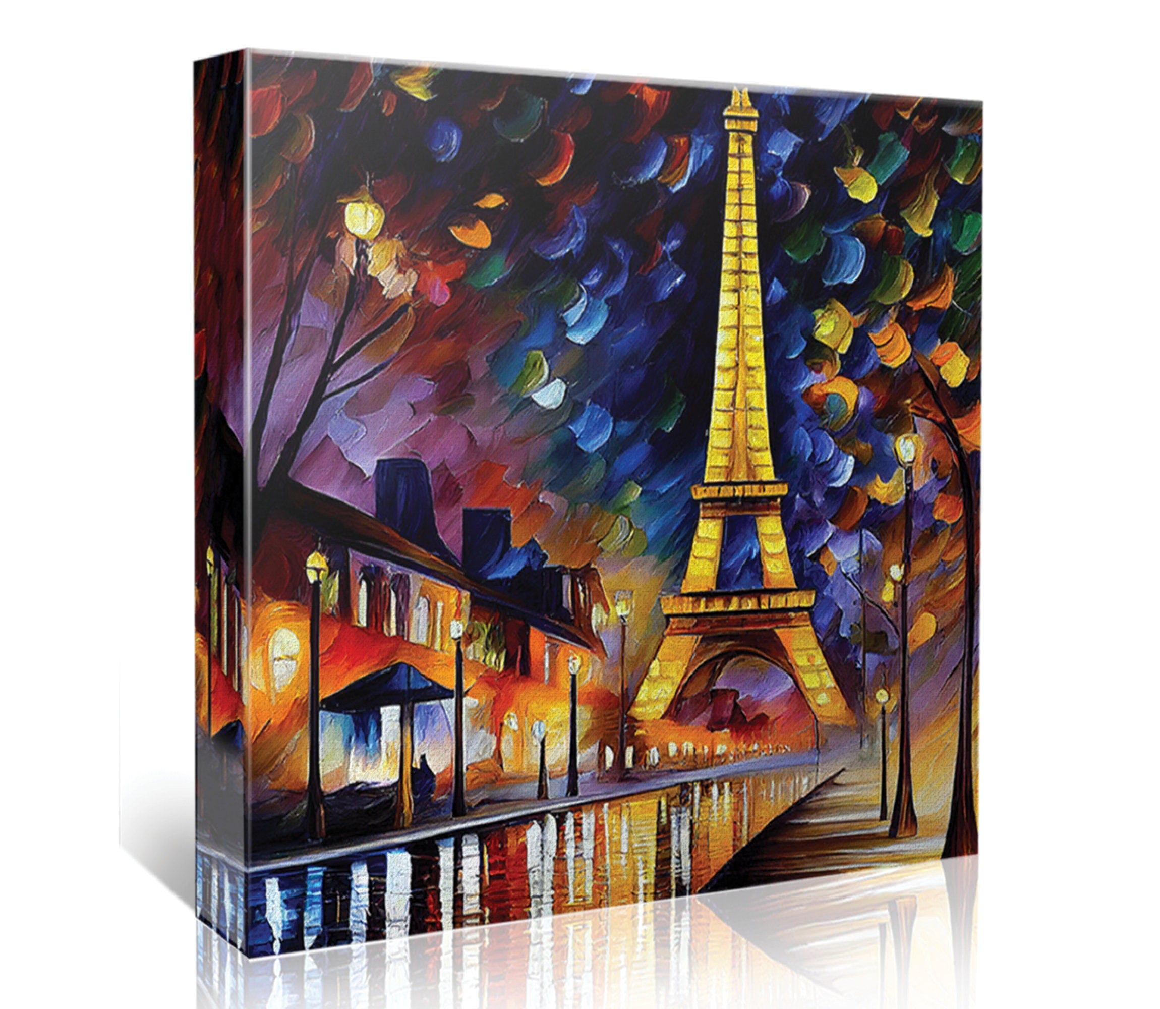 Eiffel Tower Canvas Print – Vibrant Colorful Wall Art With Wooden Frame