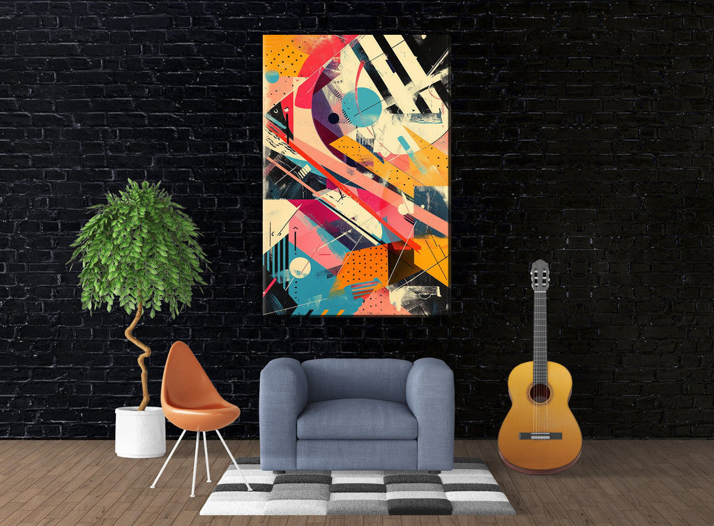 Retro Futurism Canvas – Large Abstract Wall Art | Gallery Wrapped, UV Coated Print