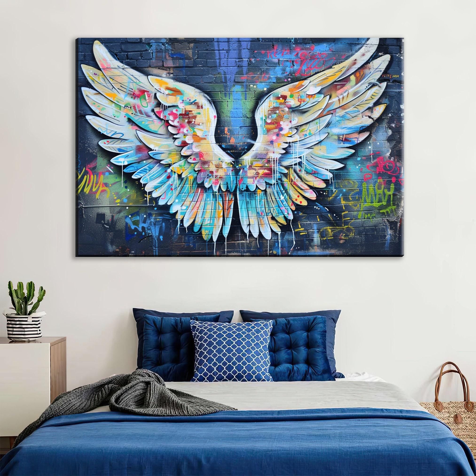 Graffiti Angel Wings - Large Canvas Art | Urban Art Print on Gallery Wrapped Canvas
