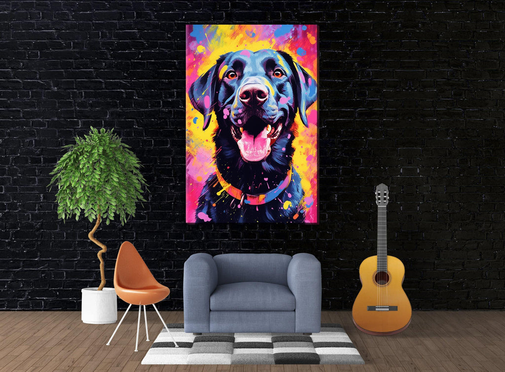 Black Labrador Canvas - Large Canvas Print With Scratch Resistant Coating & Wooden Frame Art