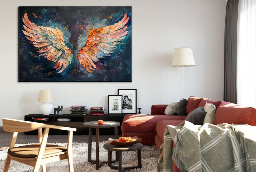Angel Wings Canvas Print – Heavy Texture Gallery Wrapped Canvas Wall Art, Ready to Hang
