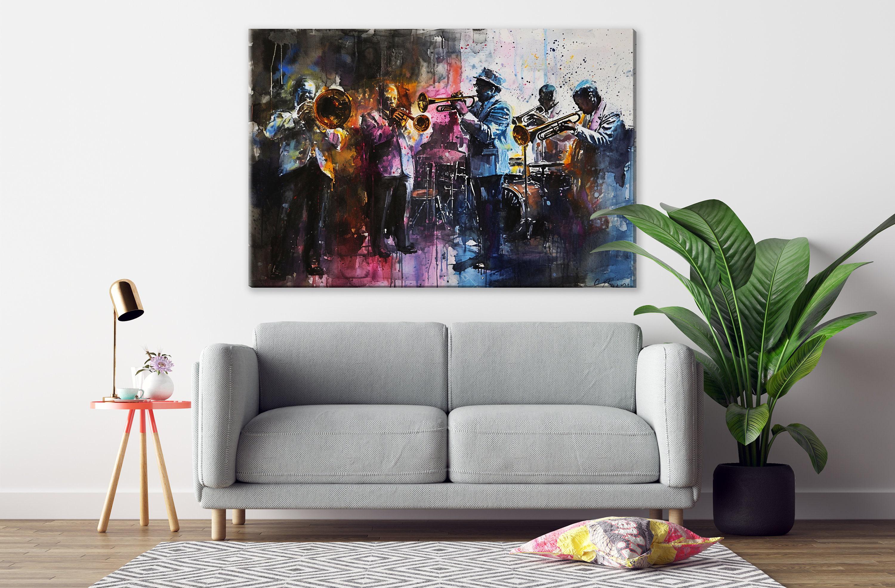 Soulful Jazz Band Watercolor Print – Jazz Wall Art, Giclee Print on Canvas, Artist Paper, Watercolor Paper, Available in Extra Large Sizes