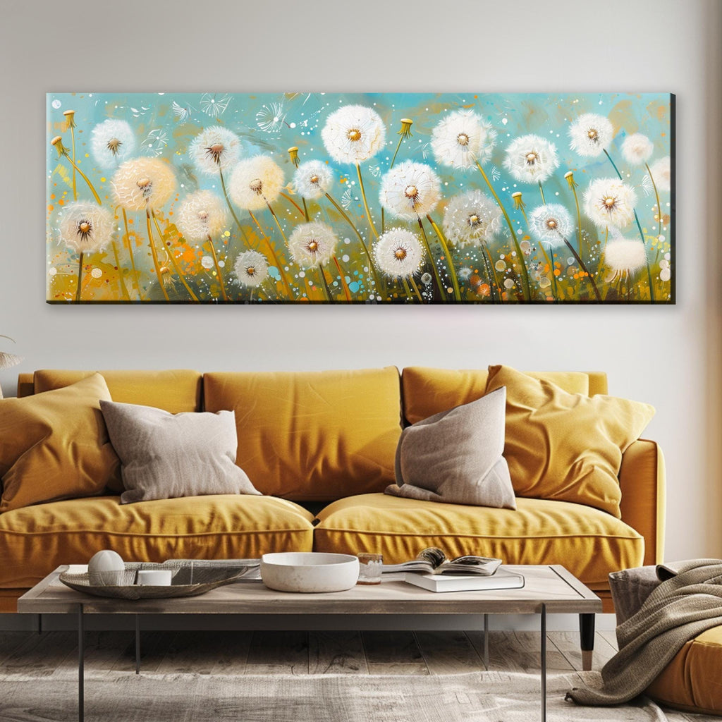 Panoramic Dandelion Wall Art - Large Framed Canvas, Gallery Wrapped, Ready to Hang