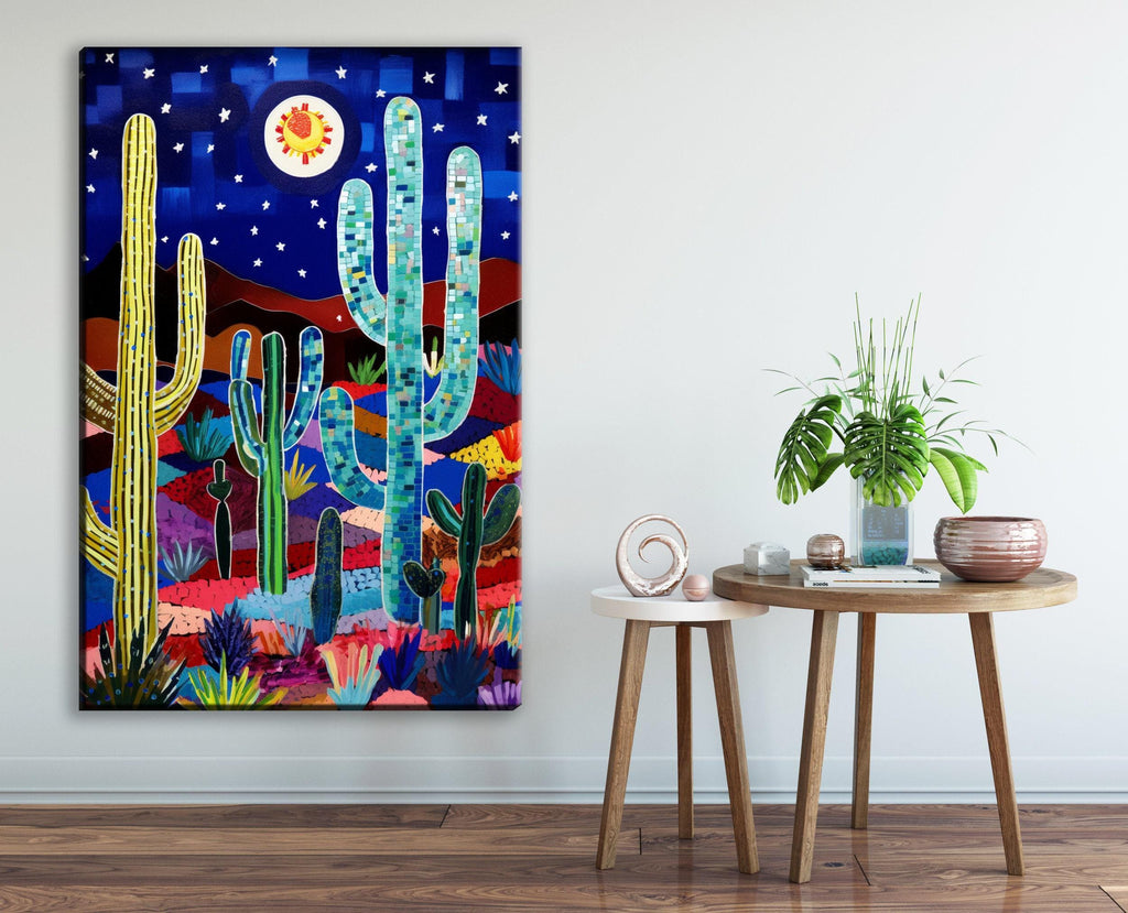 Desert Wall Art – Nocturnal Mirage Starry Night Canvas | Gallery Wrapped, Ready to Hang