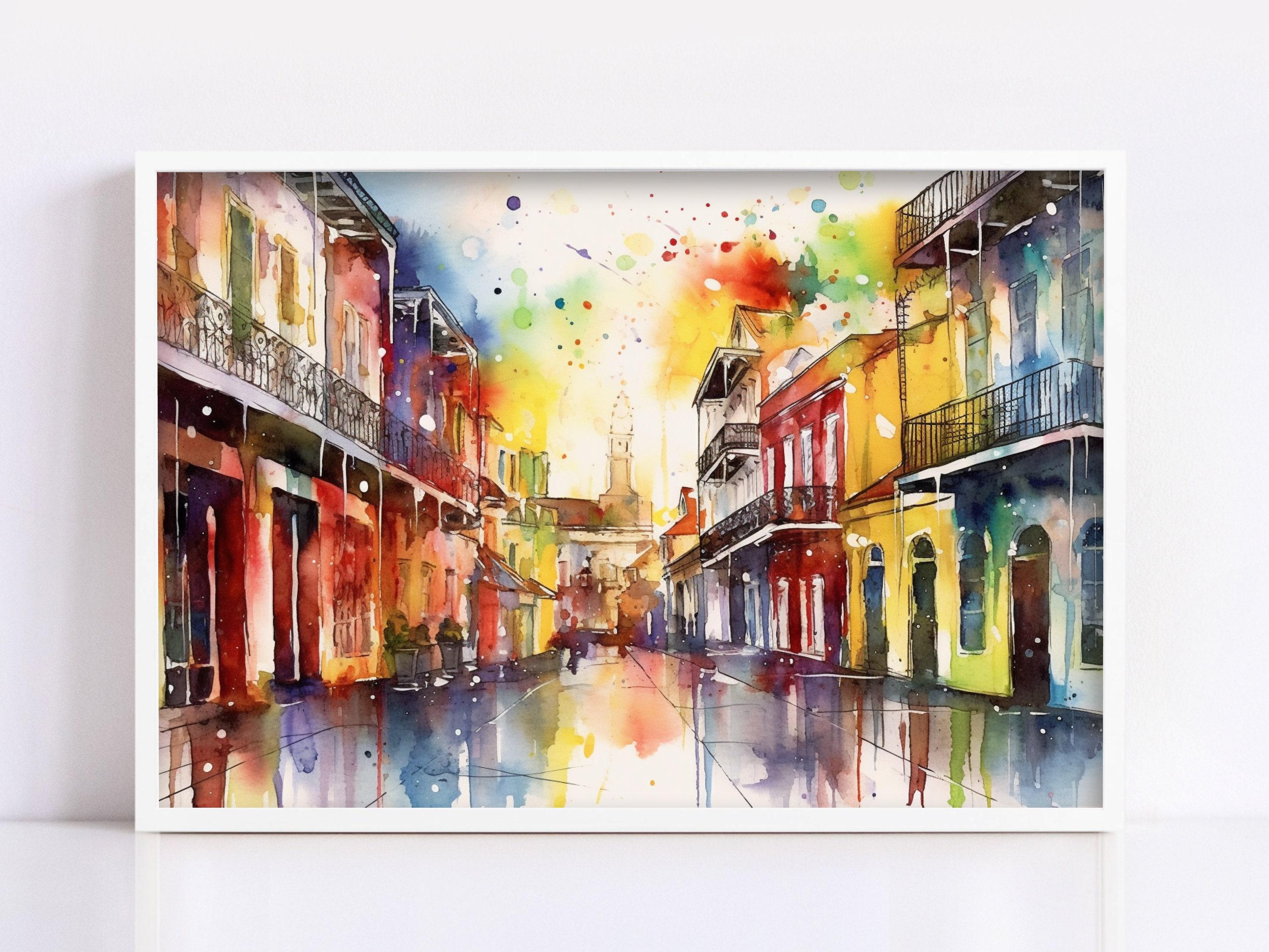 Historic Beauty: French Quarter Watercolor Print, Giclee Print on Canvas, Artist Paper, Watercolor Paper, Available in Extra Large Sizes