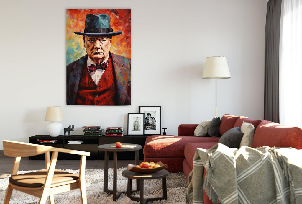 Winston Churchill Canvas – Gallery Wrapped Large Canvas Print, Ready to Hang Wall Art