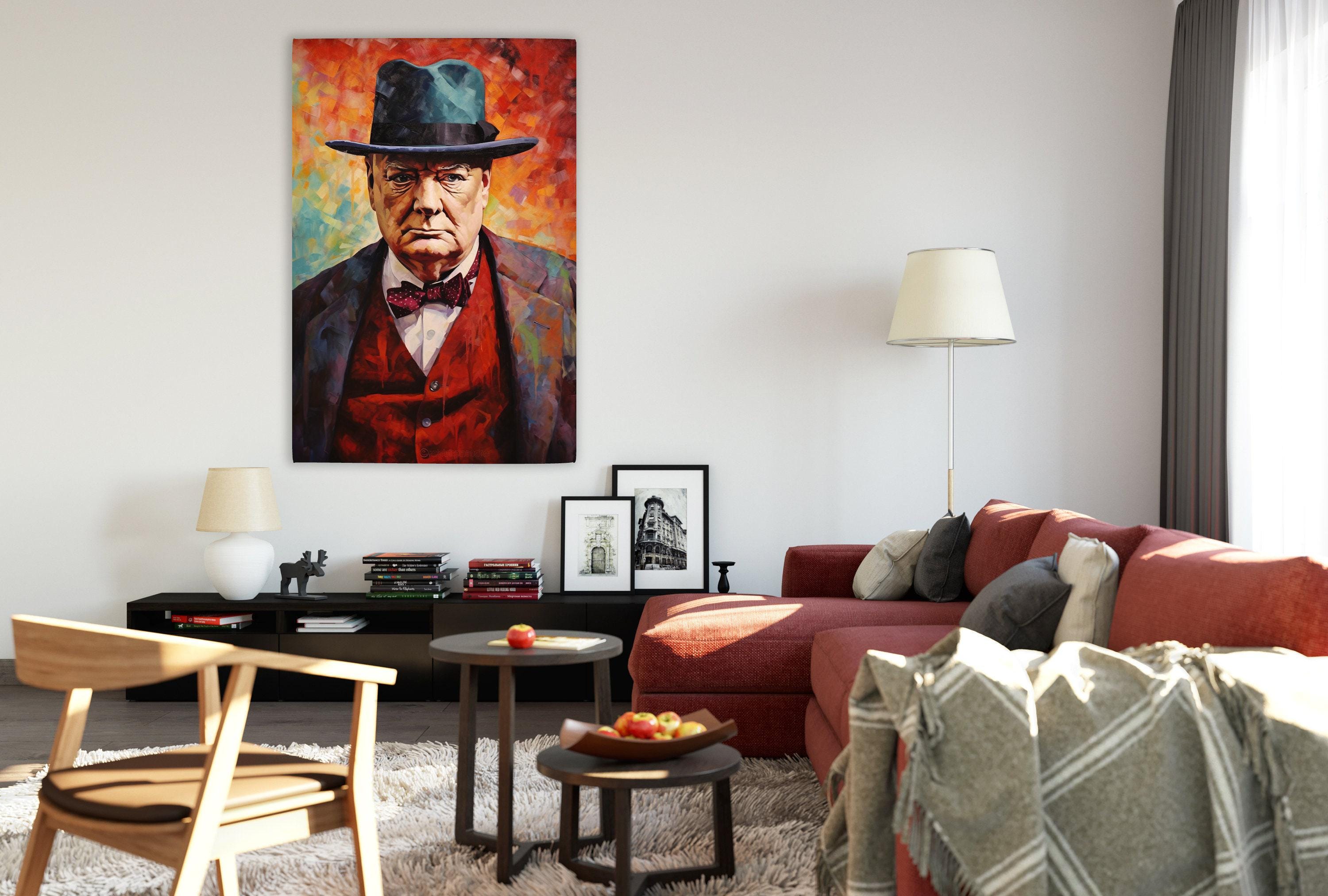 Winston Churchill Canvas – Gallery Wrapped Large Canvas Print, Ready to Hang Wall Art