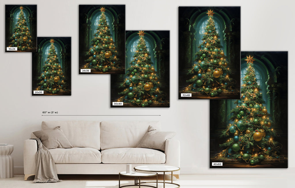 Victorian Christmas Tree Art – Elegant Holiday Artwork on Gallery Wrapped Canvas
