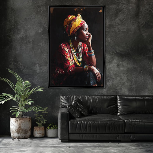 a painting of a woman talking on a cell phone