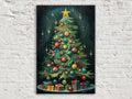 Art Deco Christmas Tree - Extra Large Gallery Wrapped Canvas Print | Chic Holiday Wall Decor