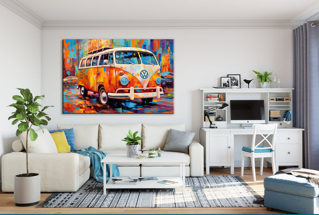 Volkswagen Bus Canvas | Retro VW Bus Art on Gallery Wrapped Canvas - Large Wall Art