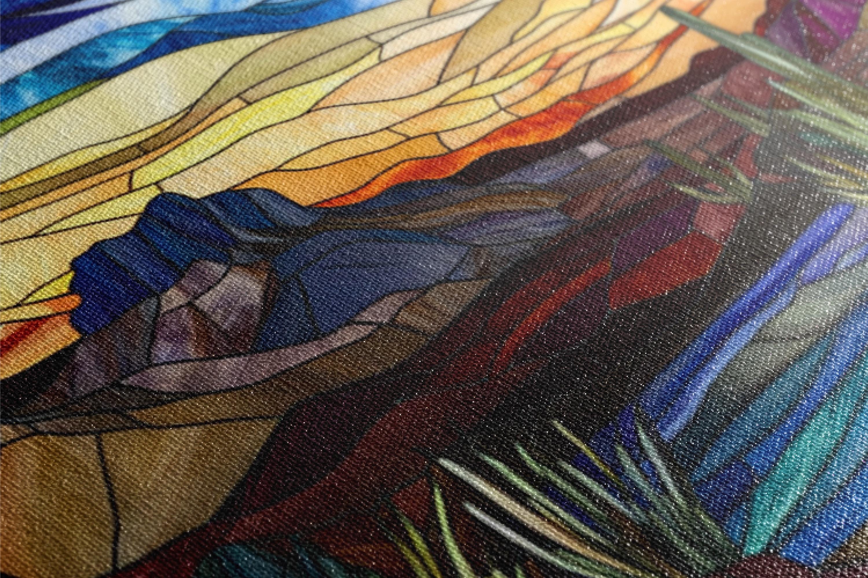 a close up of a stained glass window