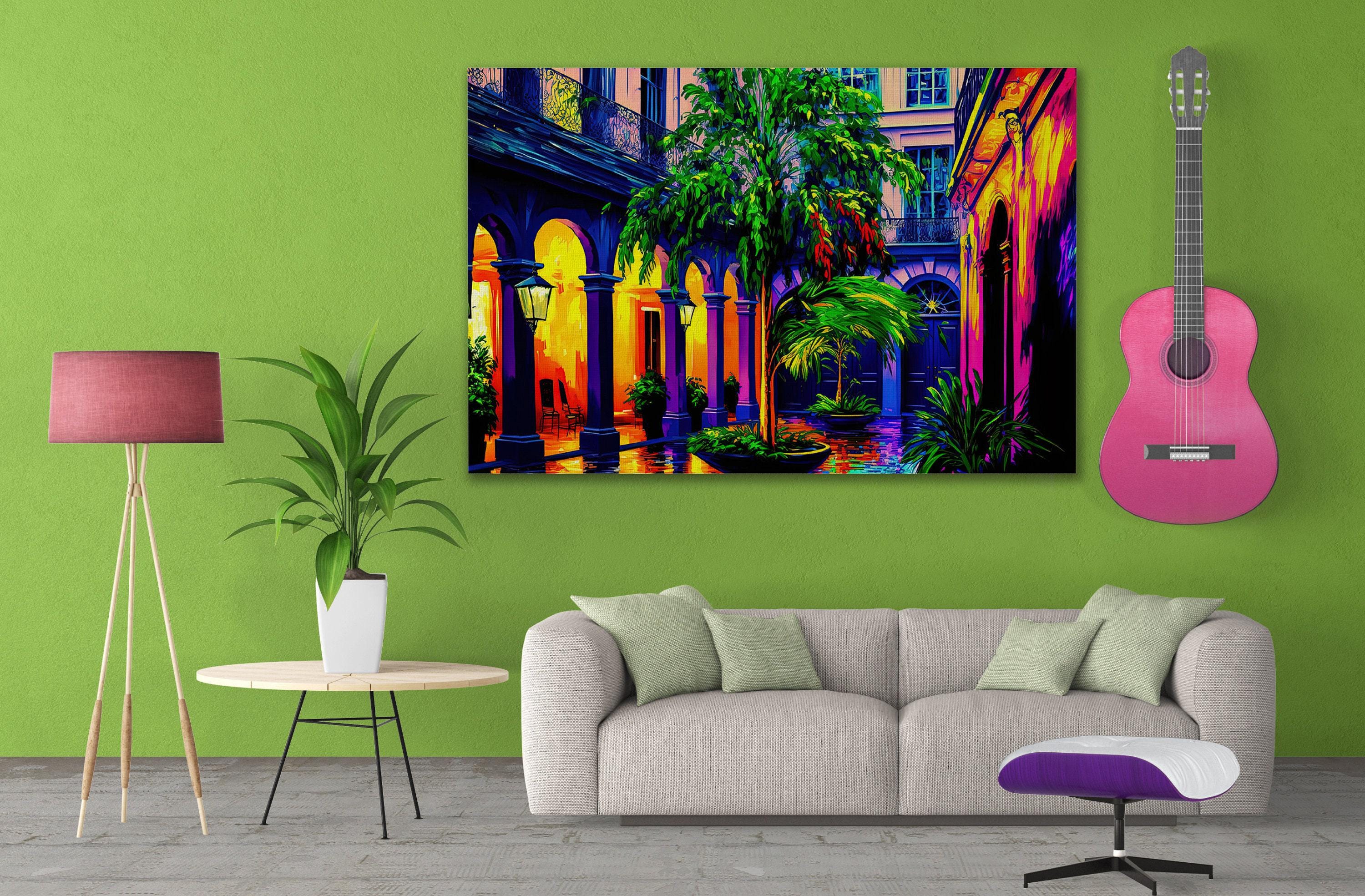 New Orleans Painting – Bright Colorful NOLA Wall Art Canvas | French Quarter Art Print