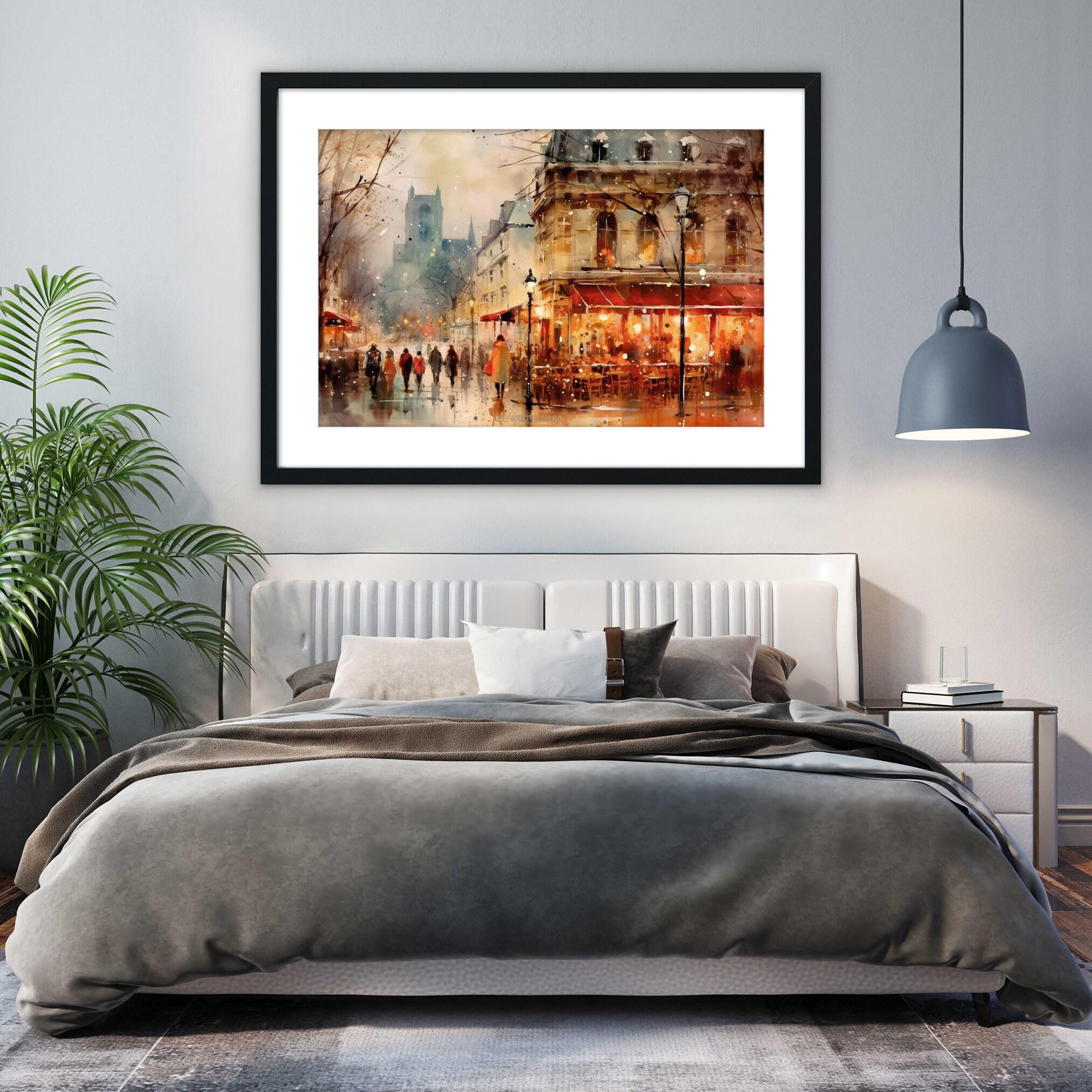 Winter in Paris Watercolor Painting - Holiday Art, Giclee Print on Canvas, Artist Paper, Watercolor Paper, Available in Extra Large Sizes