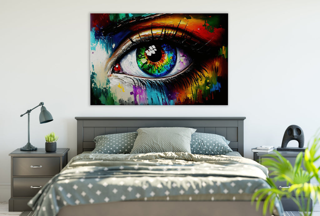 Eye Canvas Print - Abstract Colorful Eye Painting on Gallery Ready Canvas