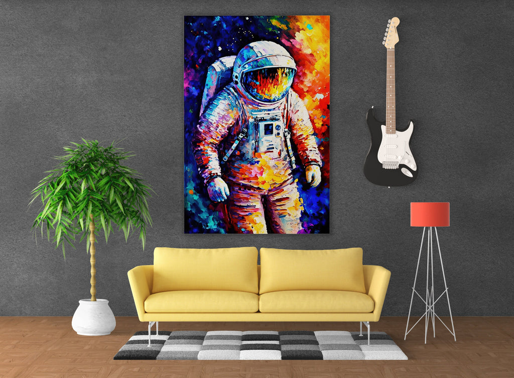 Astronaut Art Print – Colorful Space Art Canvas | Gallery Wrapped Ready to Hang