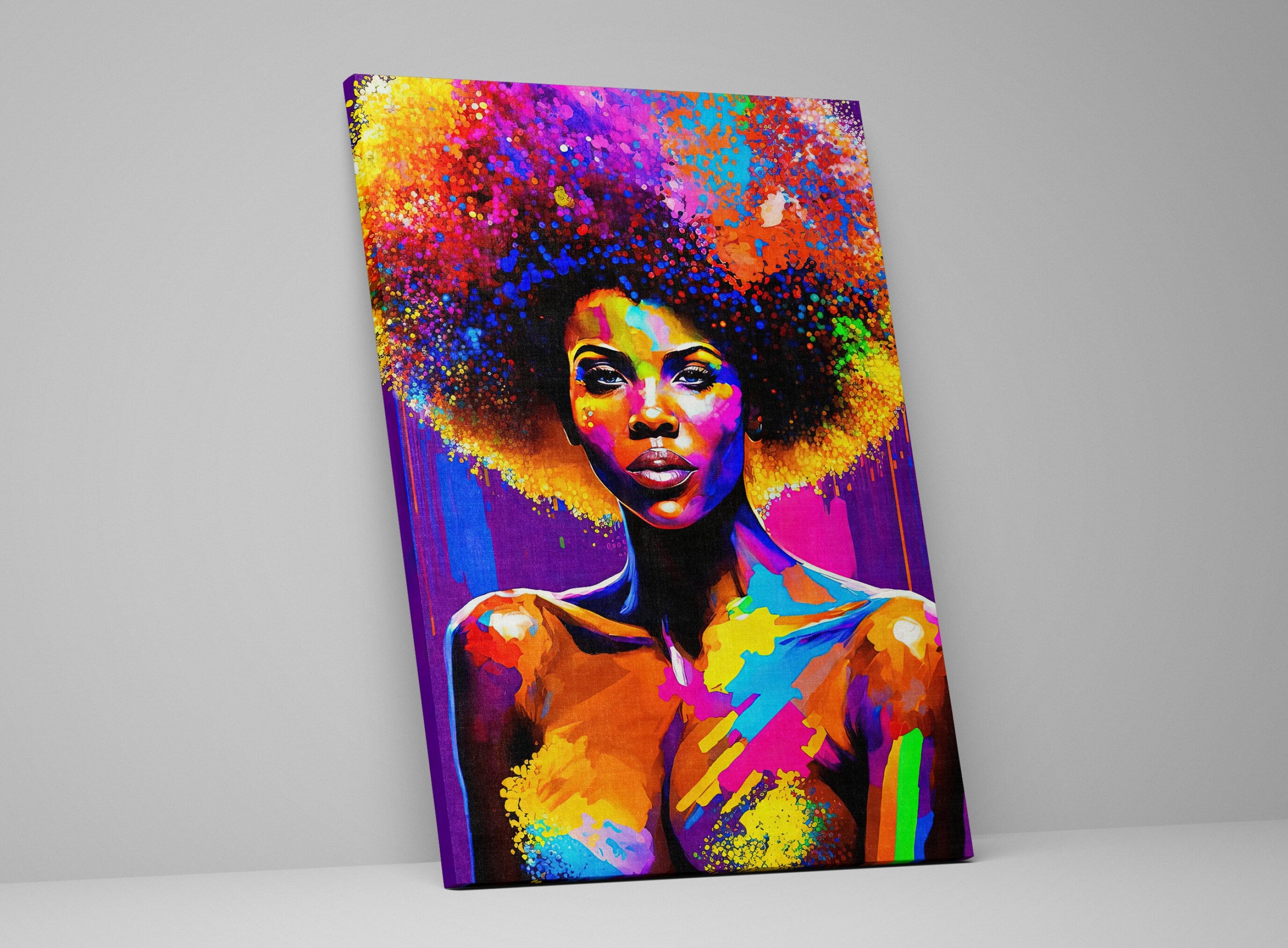 Black Woman Art Print - Vibrant African American Canvas, Gallery Ready Wall Art