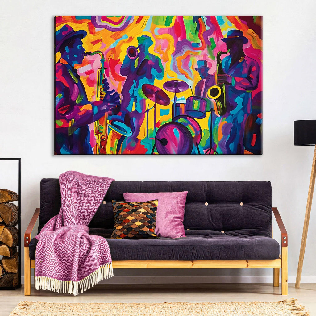 Abstract Jazz Wall Art – Gallery Wrapped Canvas Print | Ready to Hang, Extra Large