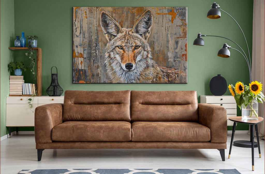 Western Texas Coyote Art | Large Canvas Art - Gallery Wrapped Canvas Ready to Hang