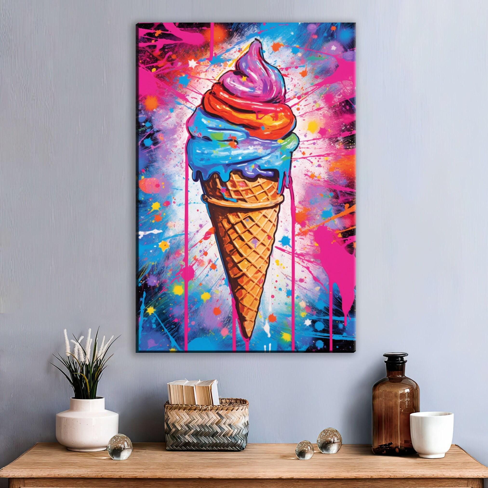 Ice Cream Cone Wall Art – Large Canvas Print | Vibrant Pop Art Canvas