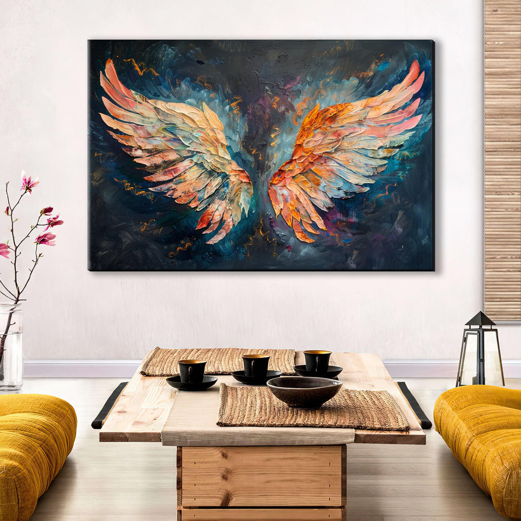 Angel Wings Canvas Print – Heavy Texture Gallery Wrapped Canvas Wall Art, Ready to Hang