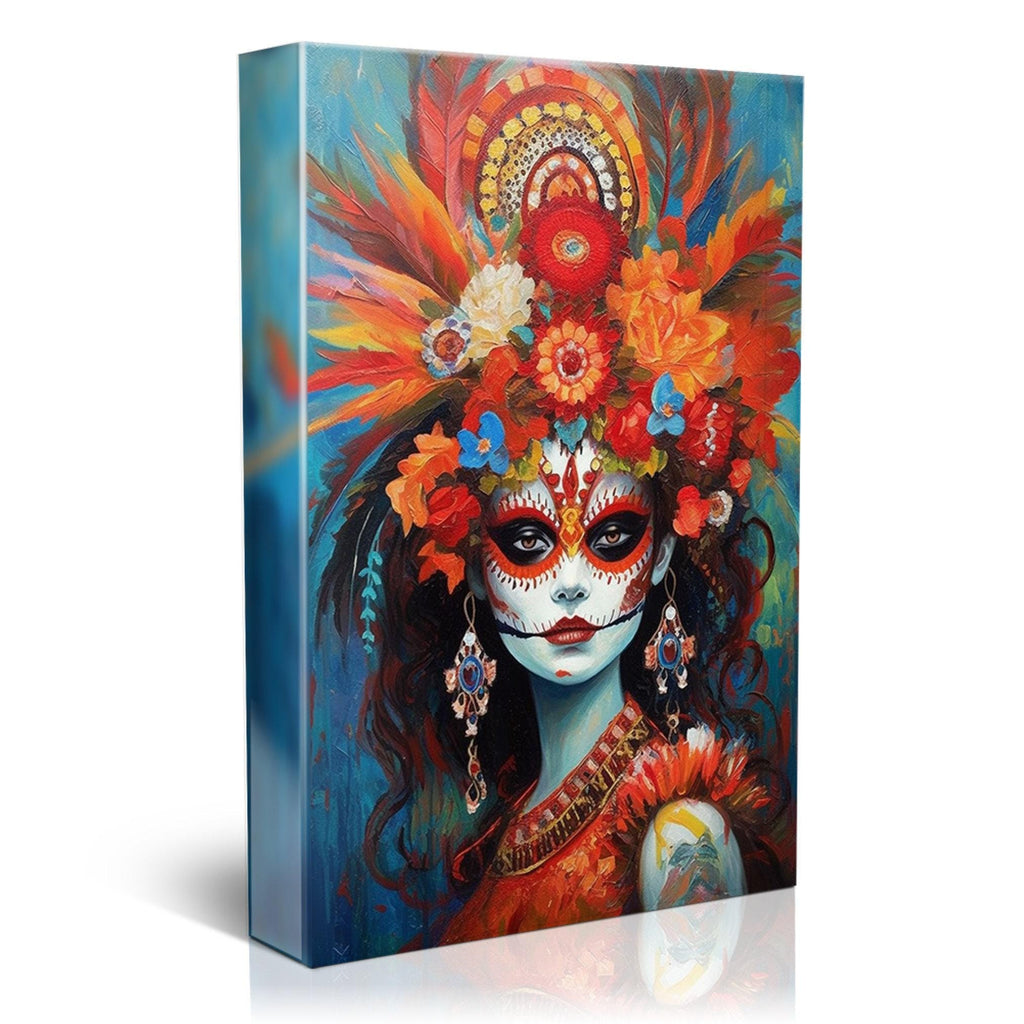 Day Of The Dead Art - Large Canvas Print Featuring Vibrant Sugar Skull Wall Art