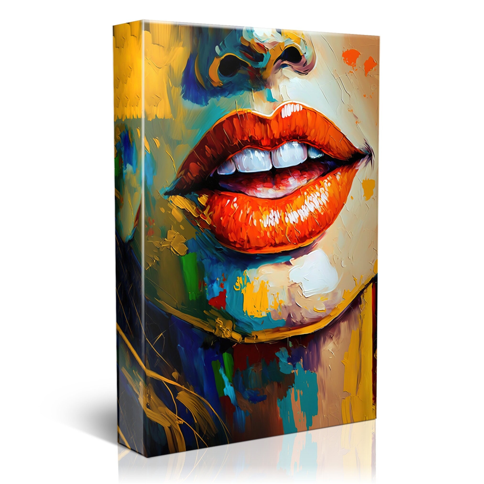 Red Lips Canvas – Seductive Wall Art | Feminine Mystique Decor | Large Pop Art Print