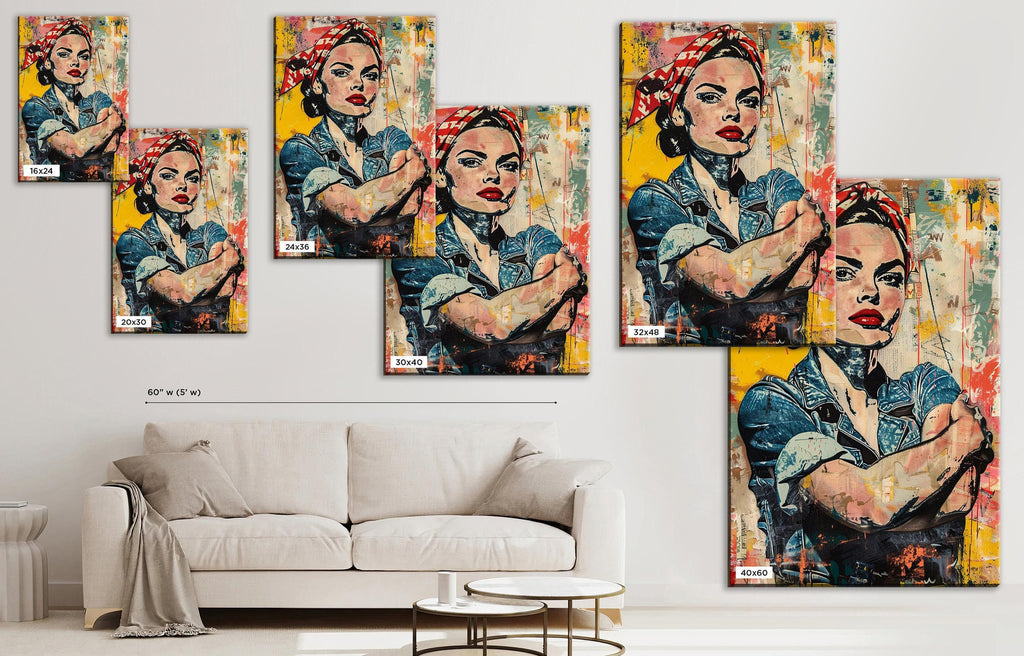 Rosie the Riveter Art - Large Canvas Wall Art | Bold Statement Inspirational Decor