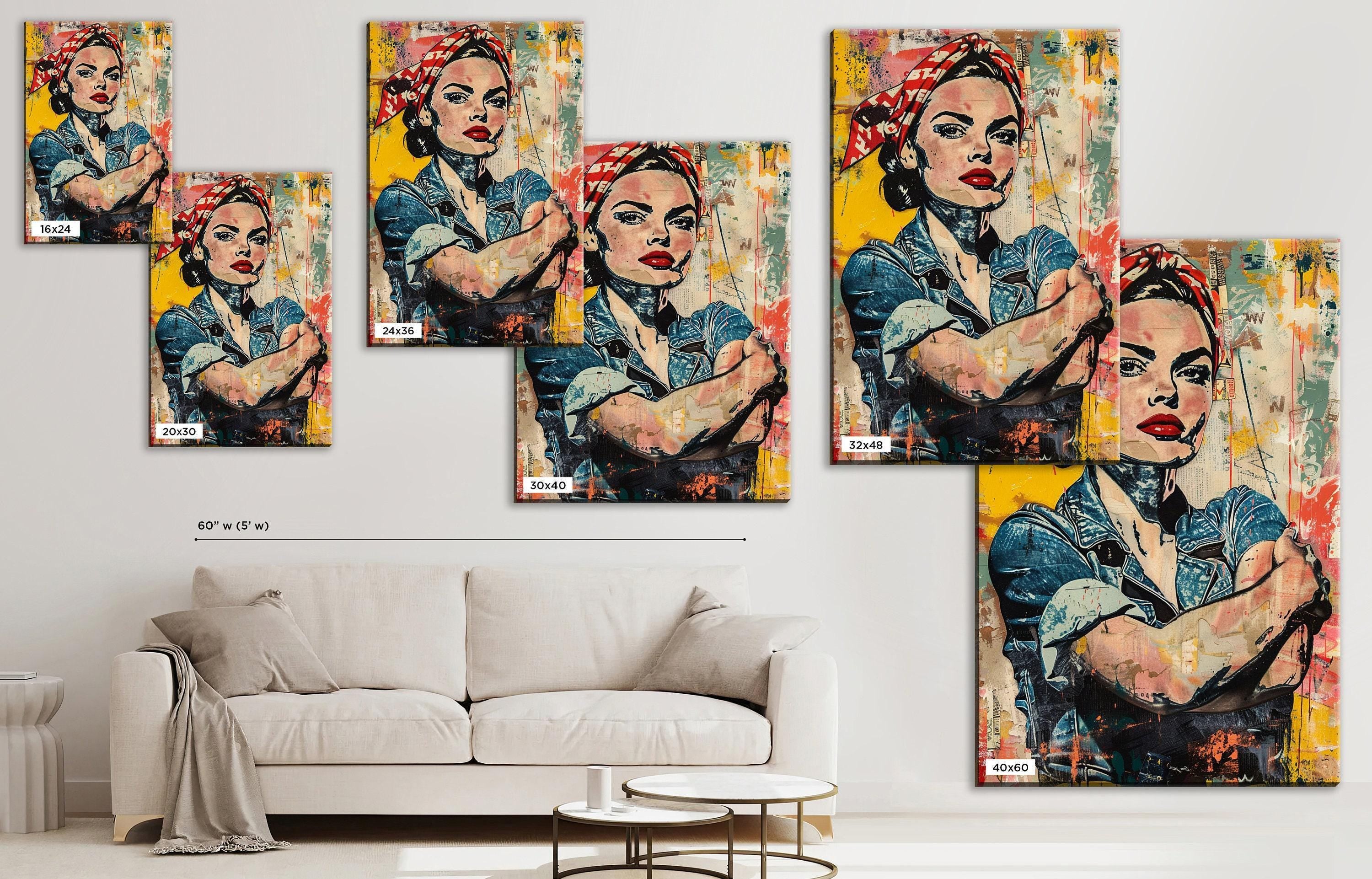 Rosie the Riveter Art - Large Canvas Wall Art | Bold Statement Inspirational Decor