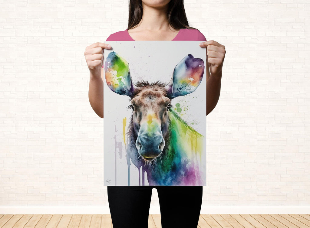 Majestic Moose: Watercolor Moose Wall Art Print, Giclee Print on Canvas, Artist Paper, Watercolor Paper, Available in Extra Large Sizes